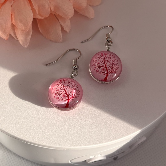 💖BOGO Pink Tree Of Life Ball Dangle Earring’s - Picture 5 of 6